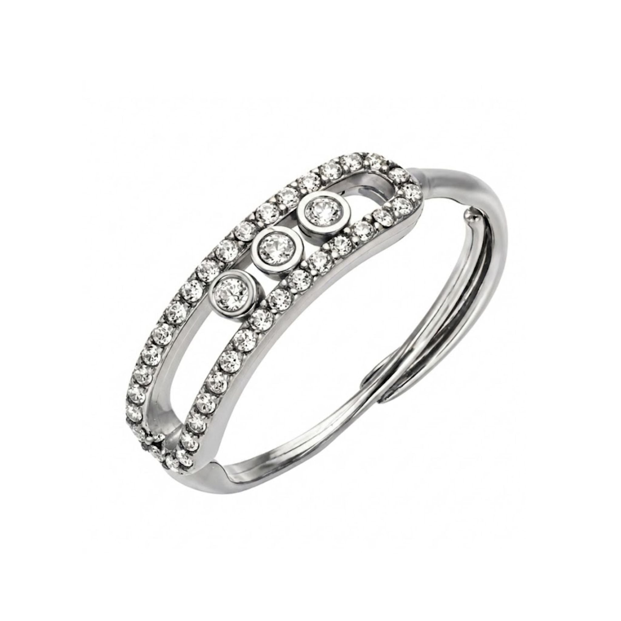 Trinity Shine Ring Silber mit Zirkonia Steinen und offenem Design