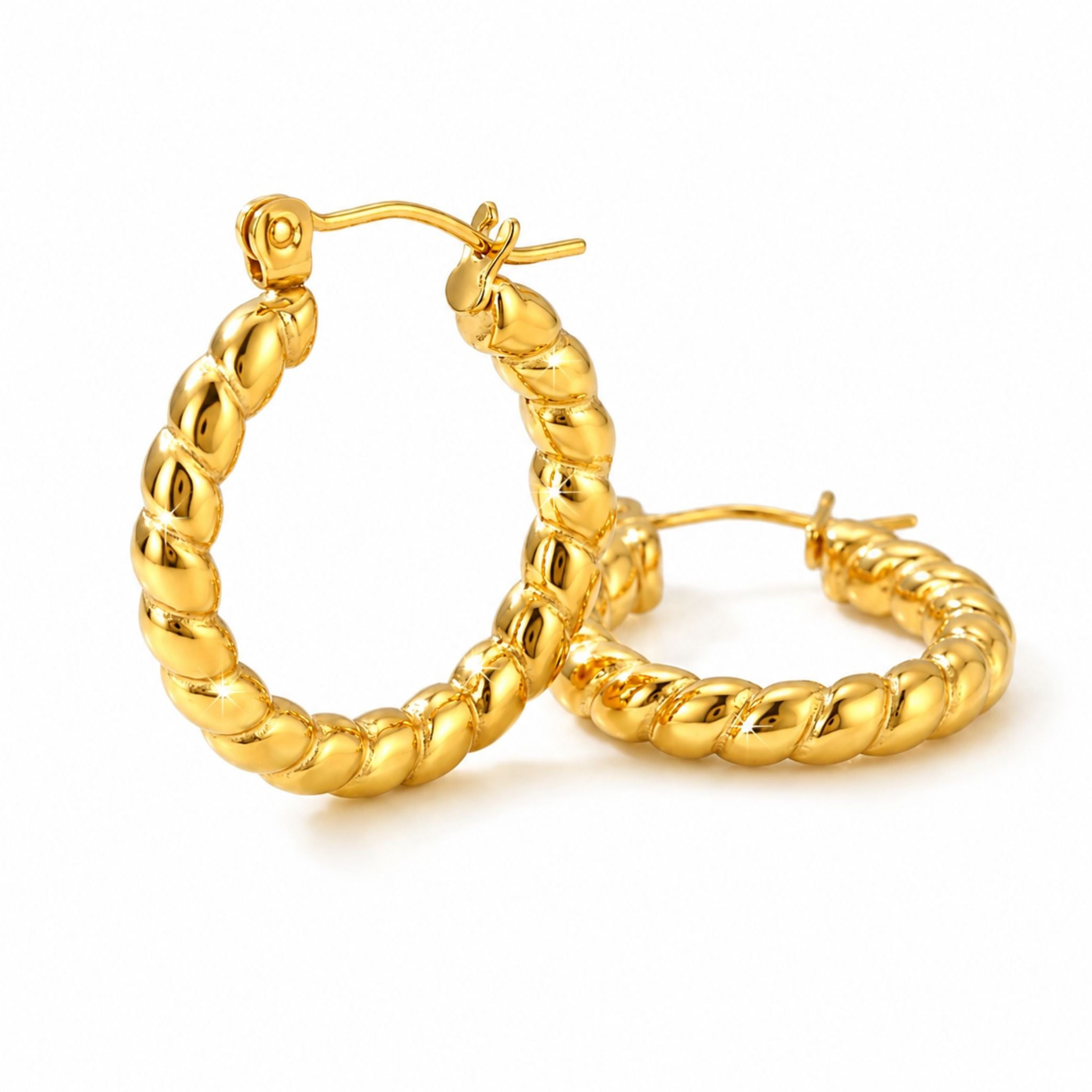 Twist Ohrringe Gold aus 18K vergoldetem Edelstahl mit gedrehtem Creolen Design
